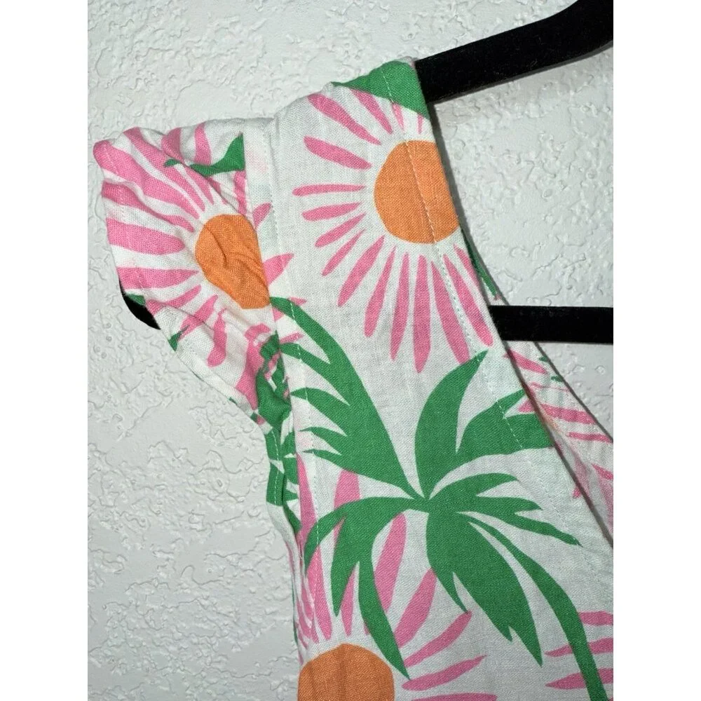 C&C California Linen Blend Dress Women’s Size X-Small Tropical Sunrise White I